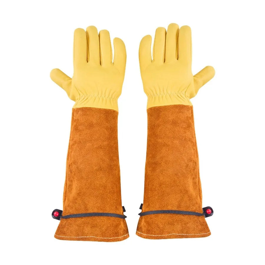 Gardening Gloves Thorn Proof Long Leather Rose Pruning Gloves for Men Women