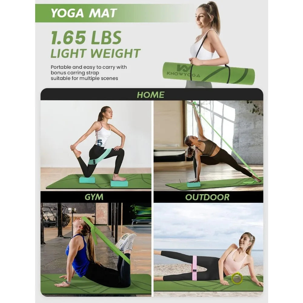 Carzo Yoga Starter Kit 12 in 1 With Mat Foam Roller 4 Resistance Bands Blocks 2 Pack Strap Peanut Massage Balls