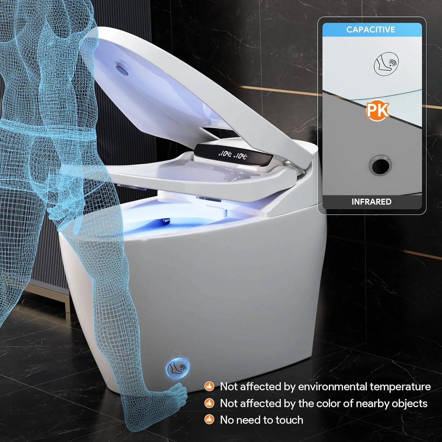 Smart Tankless Toilet With Bidet Built In Heated Seat LED