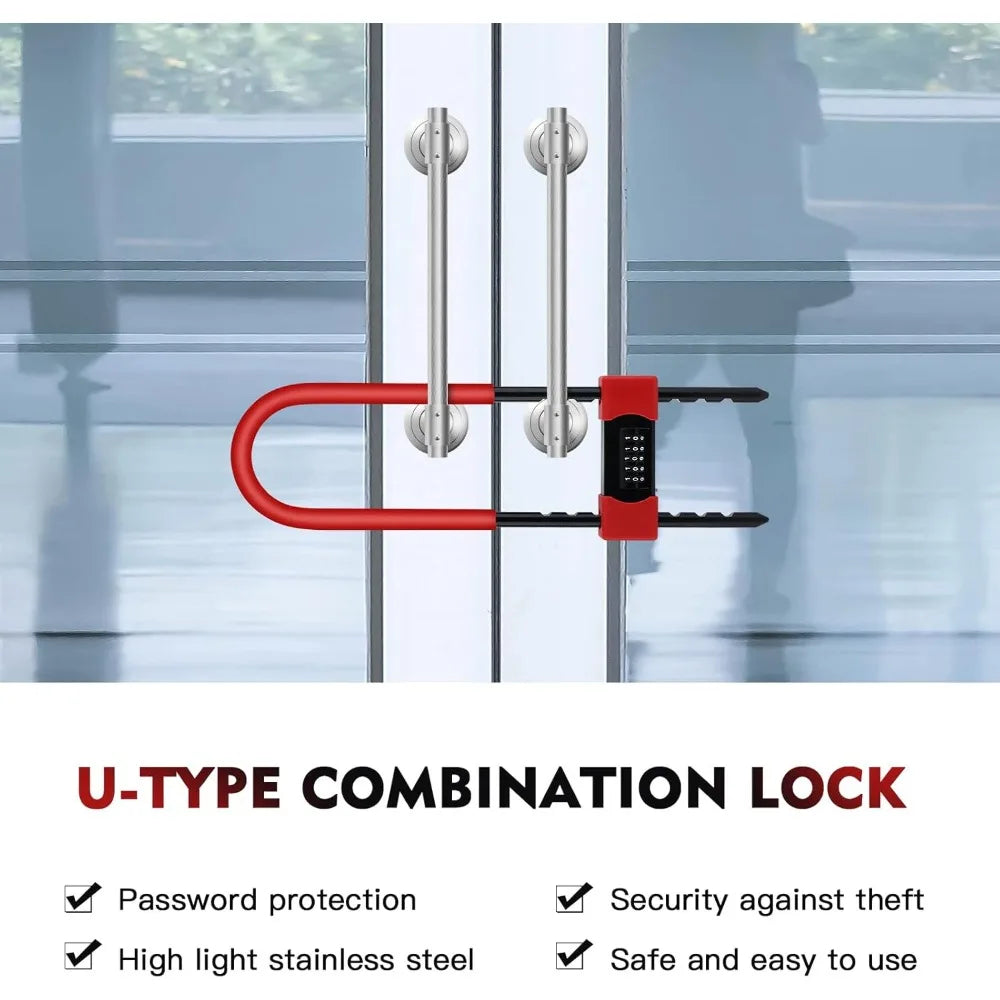 Hign-concerned U-Lock Five-Digit Code Long Shackle Bicycle Lock Tamper-Resistant Weatherproof