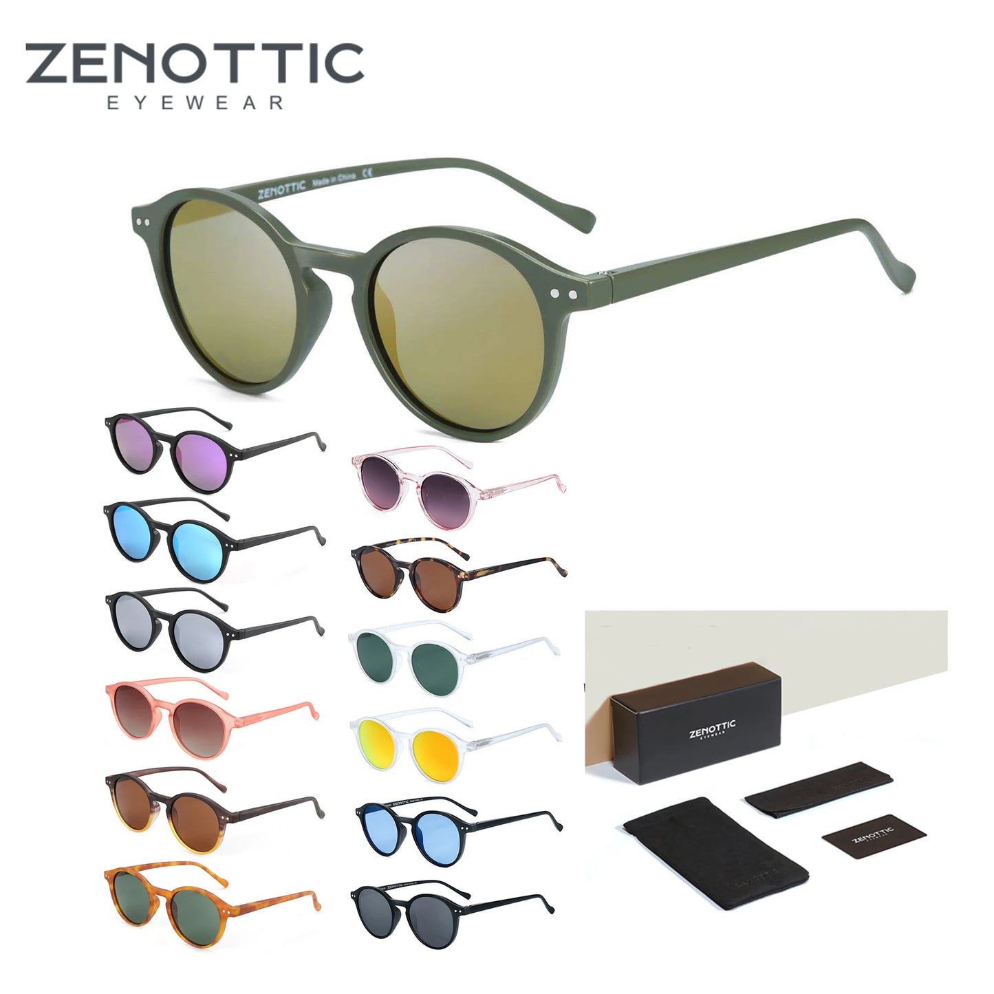 Zenottic Retro Polarized Sunglasses Vintage Round Frame UV400