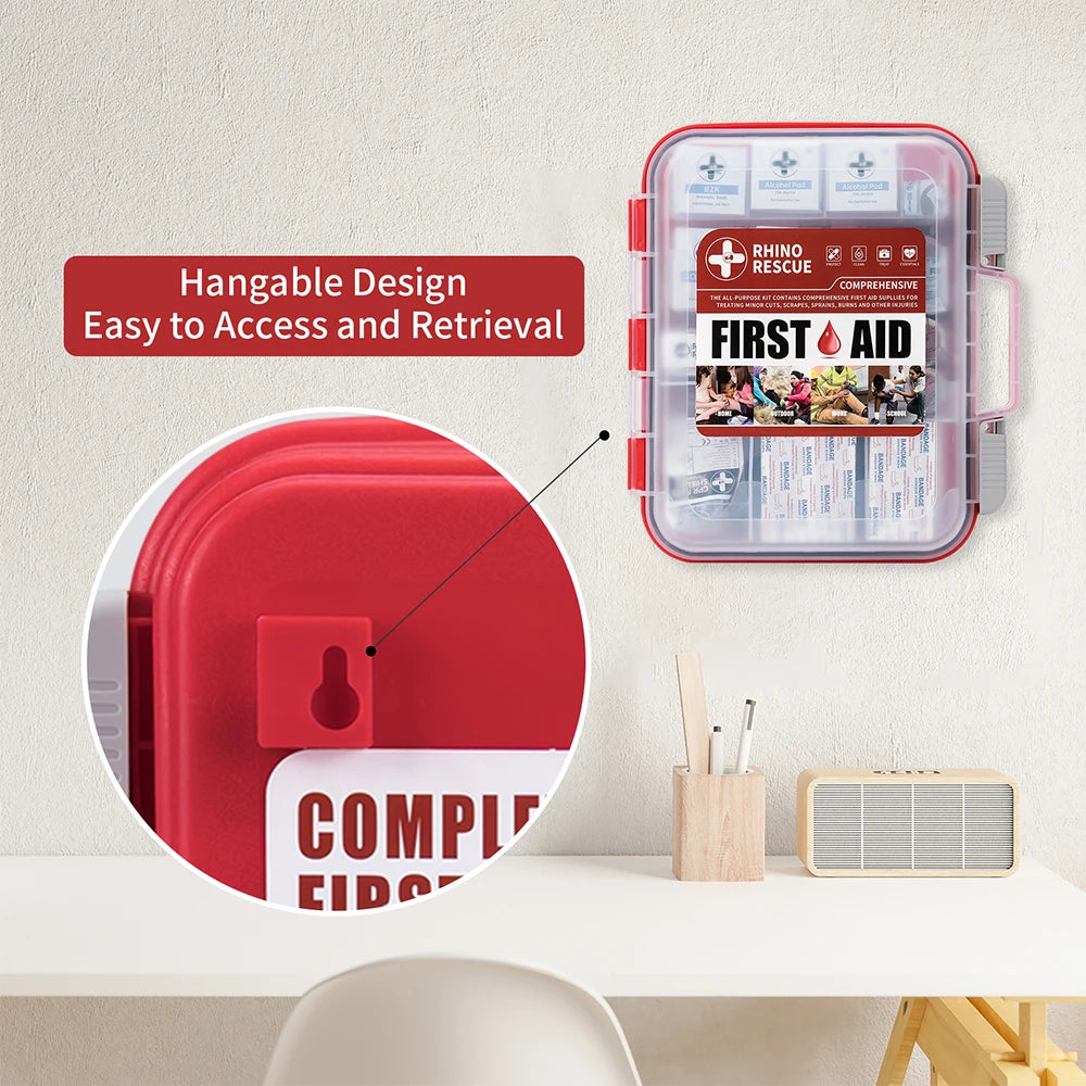 Rhino Rescue 350 Pieces First Aid Kit For Home Office