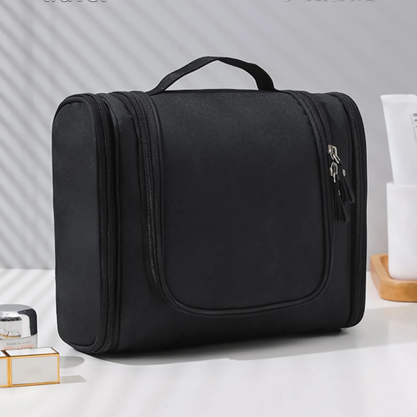 HenanHign Travel Hanging Hook Toiletry Bag Nylon Double Zipper Organizer