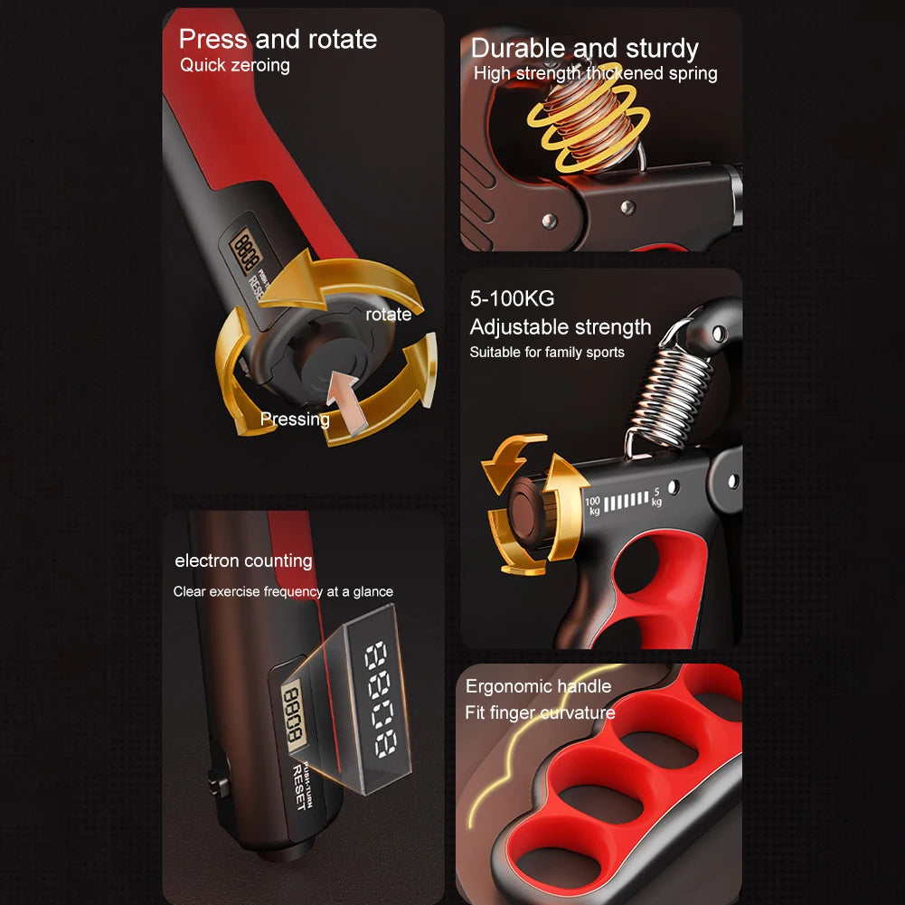 VKTECH 5-100KG Adjustable Grip Strength Trainer Hand Gripper