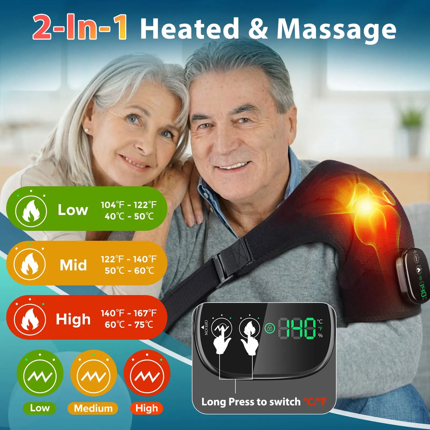 Hailicare Electric Heating Shoulder Massager Brace With LED
