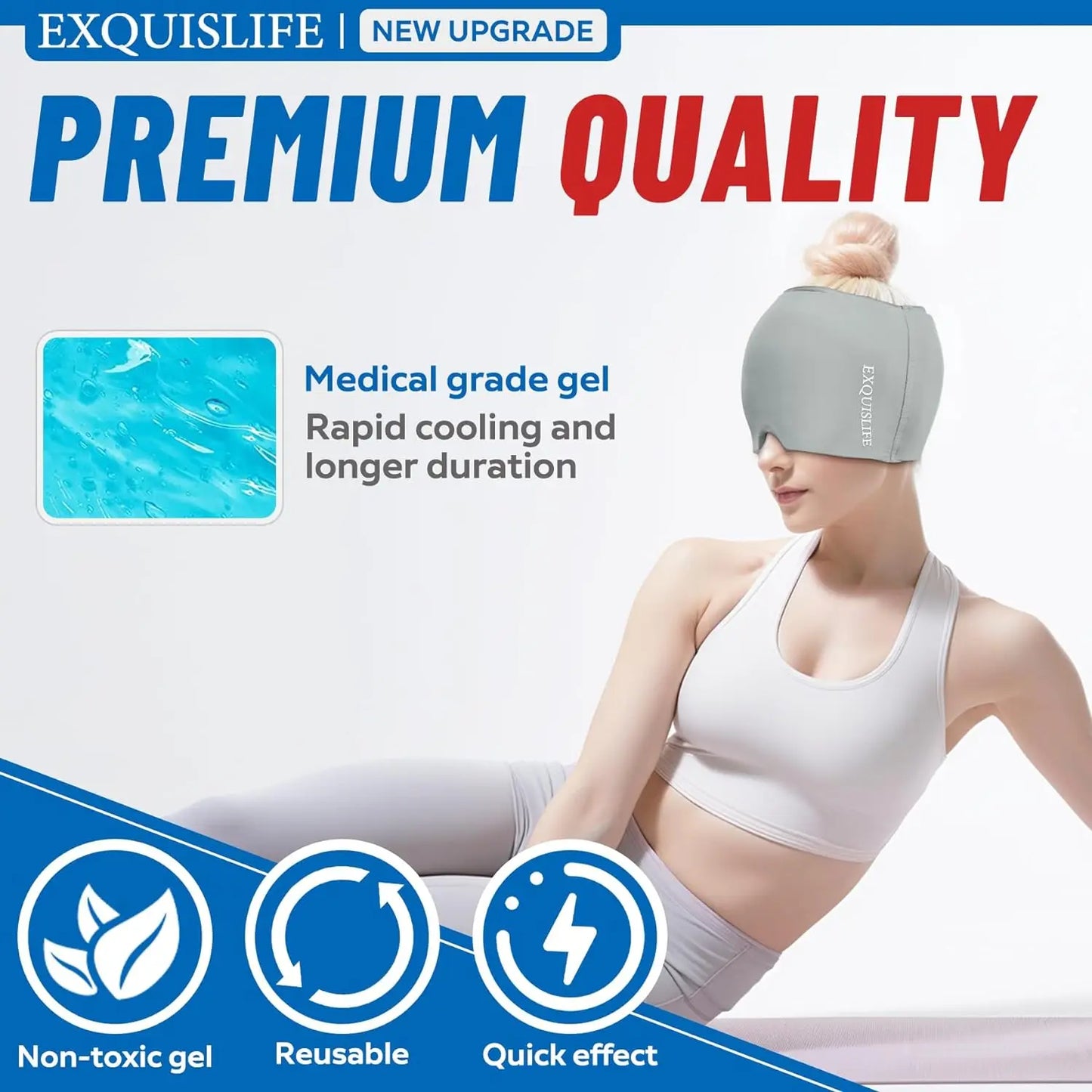 Wrap inus Puffy Eyes Tension Stress Headache Eyes Mask Hot Cold Therapy Migraine Cap Headache Relief Hat Migraine Ice Head Wrap
