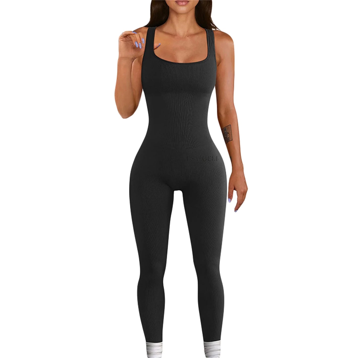 Hirigin Women Sleeveless Bodycon Jumpsuit U Neck Streetwear Clubwear FashionableEdition