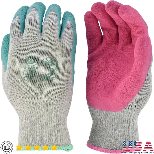 Breathable Gardening Gloves Women Non-Slip Grip 12 Pairs Rubber Coated Comfortable Lightweight Durable Weeding Planting