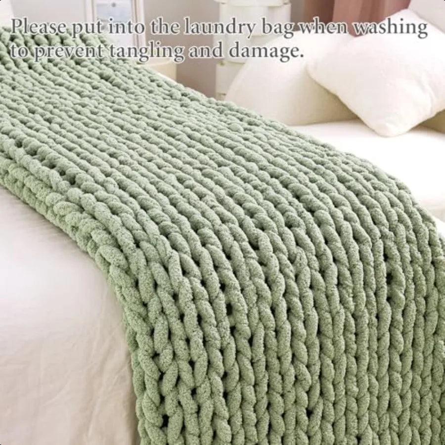 Craft of Weaving Chunky Knit Blanket Throw 100 Cotton Chenille