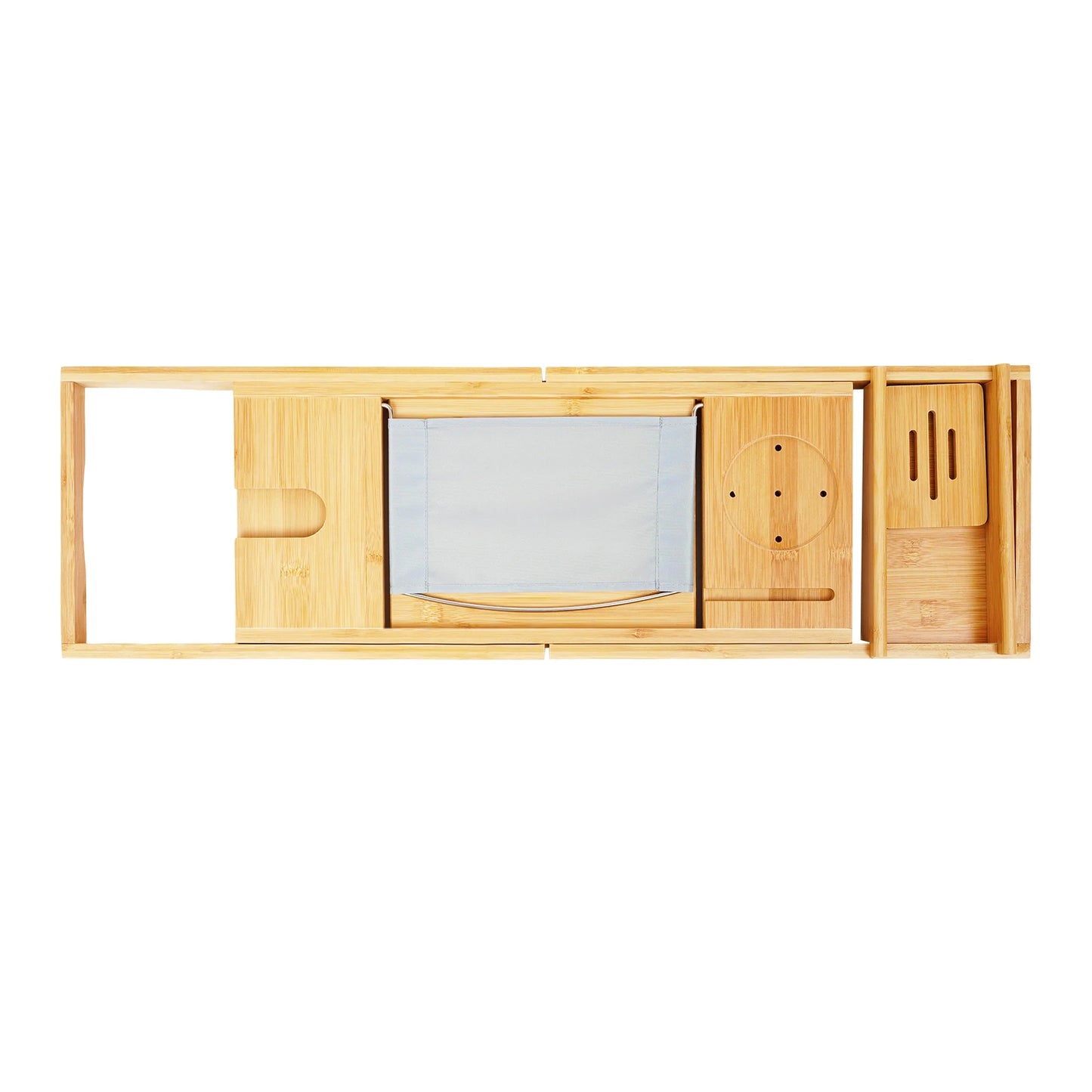 Hign-concerned Bamboo Bathtub Caddy Tray Expandable Over Tub Bath Rack