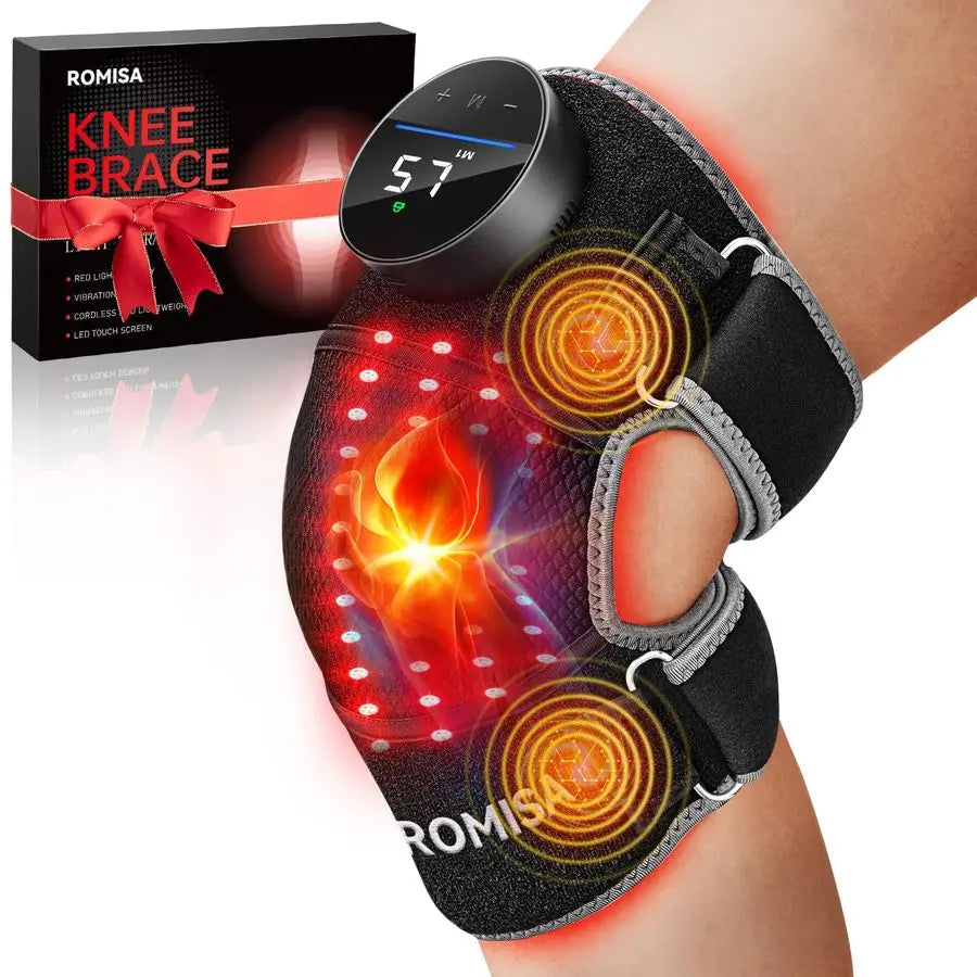 Light Therapy Knee Brace With Heat and Massage Cordless Controller
