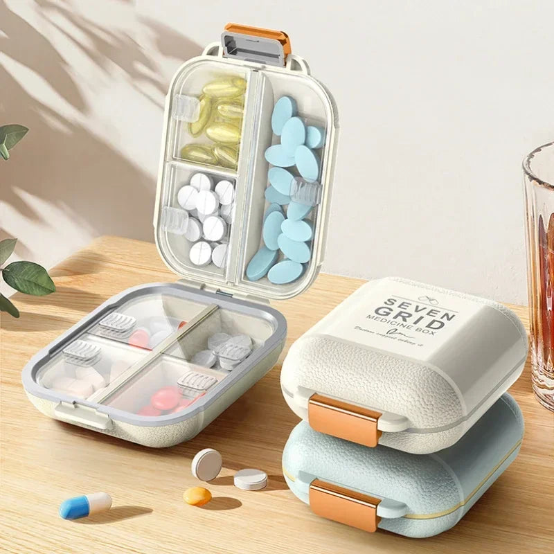 7 Grids Weekly Portable Travel Pill Cases Box Sealing Moisture-Proof Pills Container Storage Tablets Vitamins Medicine Organizer