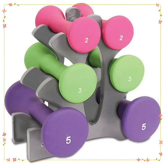 NONE Hourglass Neoprene Dumbbell Set With Frame Non Slip Grips