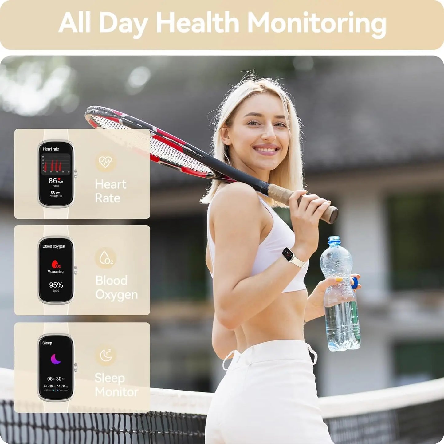 Fitness Tracker With Heart Rate Blood Oxygen Sleep Monitor