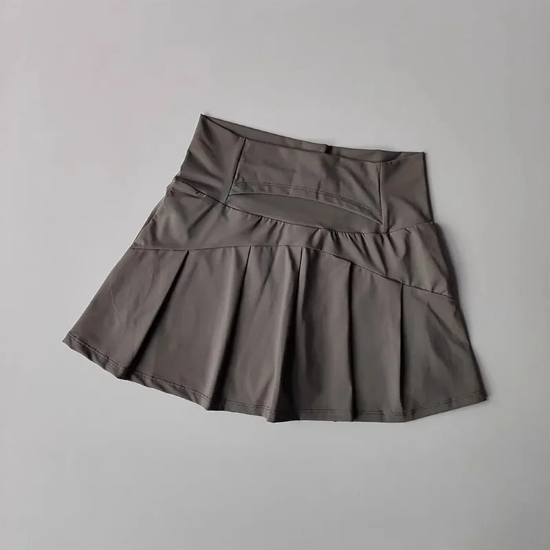 NONECN Women's High-Waisted Sports Skort With Inner Lining For Yoga