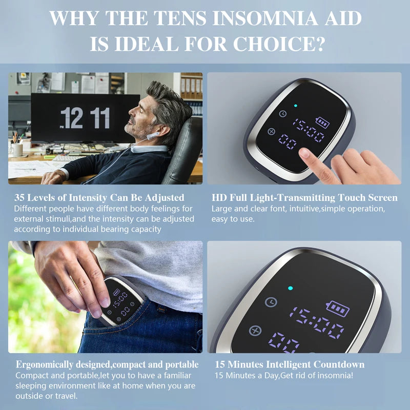 Sleep Aid Device CES Stimulation Therapy Handheld 600mAh Insomnia Relief