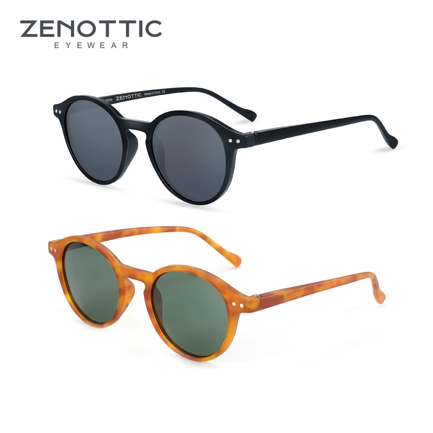 Zenottic Retro Polarized Sunglasses Vintage Round Frame UV400