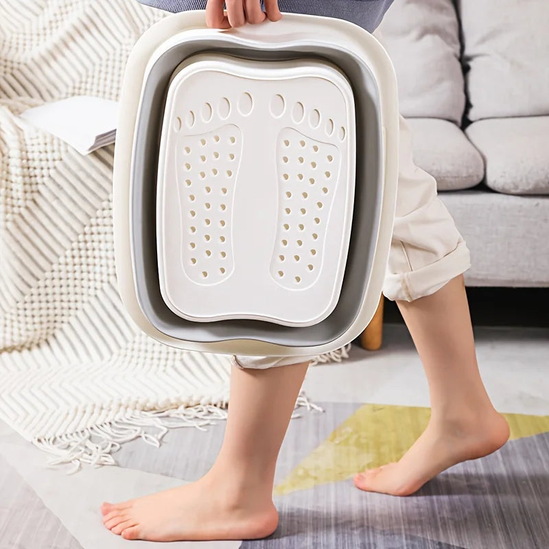 Foldable foot bath tub – portable, covered basin with ergonomic design, suitable for travel and home use