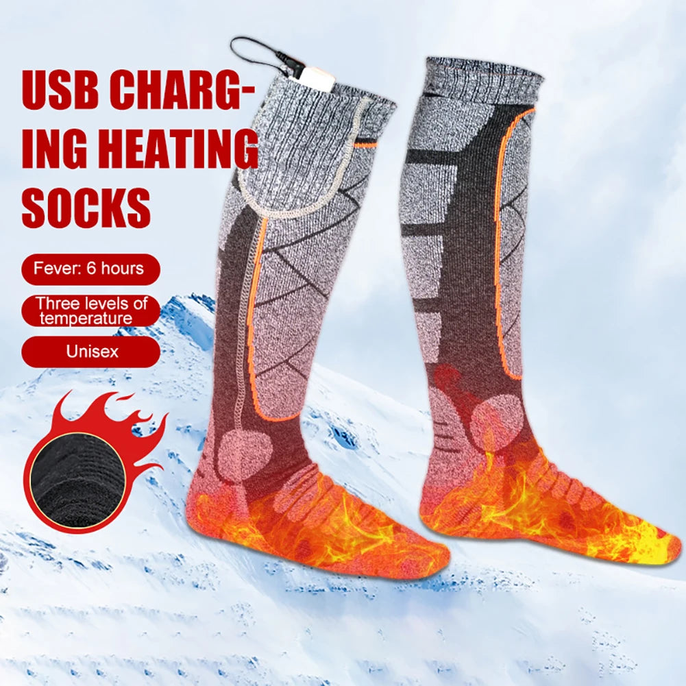 Electric Foot Warm Socks 3.7v Battery Heating Socks Elastic Comfortable 3 Modes Adjustable for Fishing Camping for Hiking Skiing