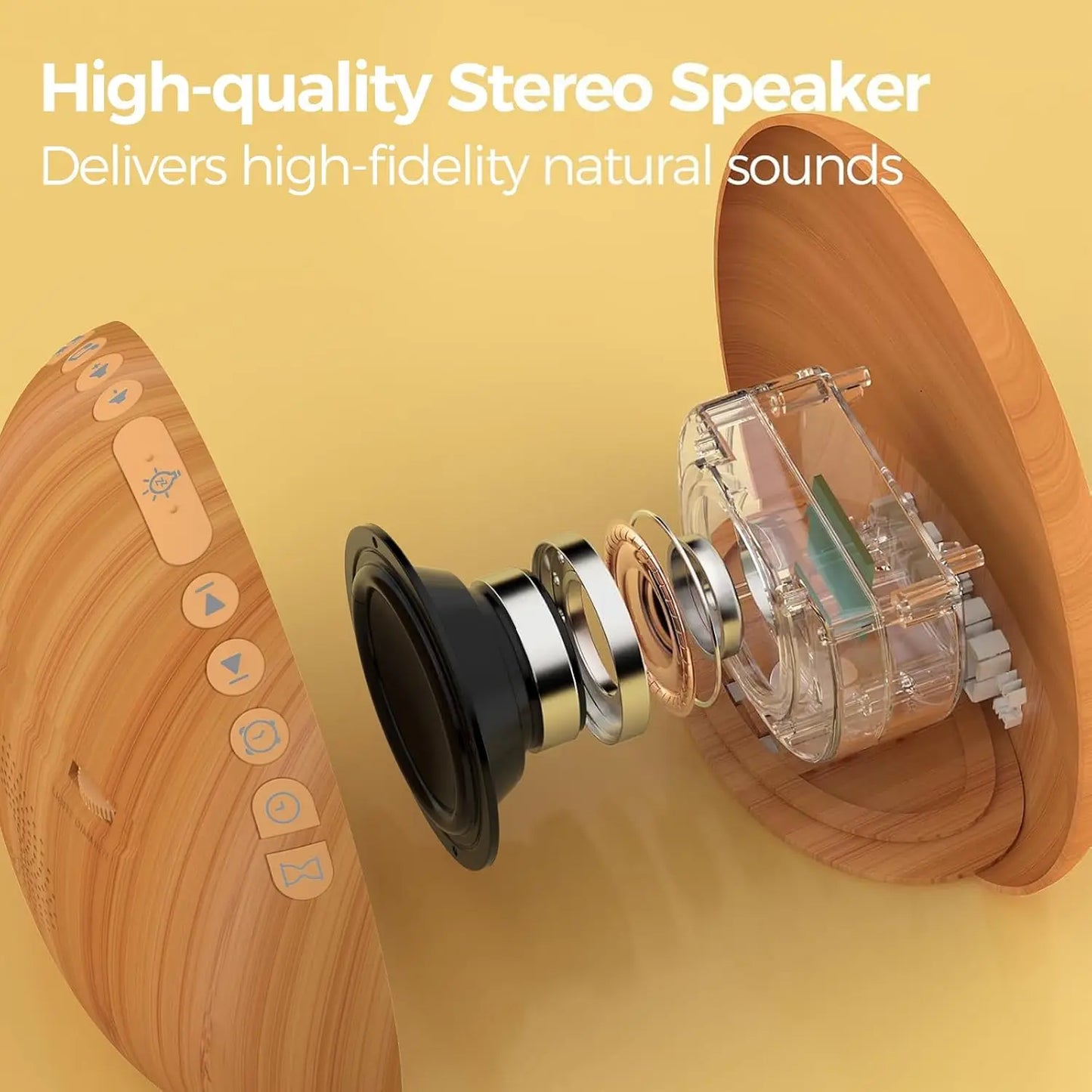 Natural Wood Sunrise Alarm Clock With 26 Soothing Sounds