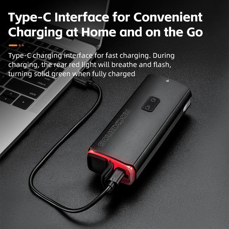 ROCKBROS 3000LM Bike Light With Type C Charging 10000mAh