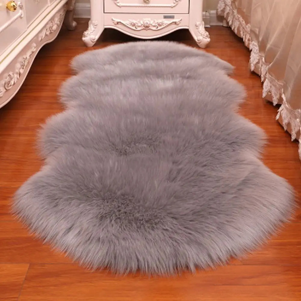 Washable Soft Faux Fur Long Hair Shag Rug Non Slip Bedroom Floor Mats