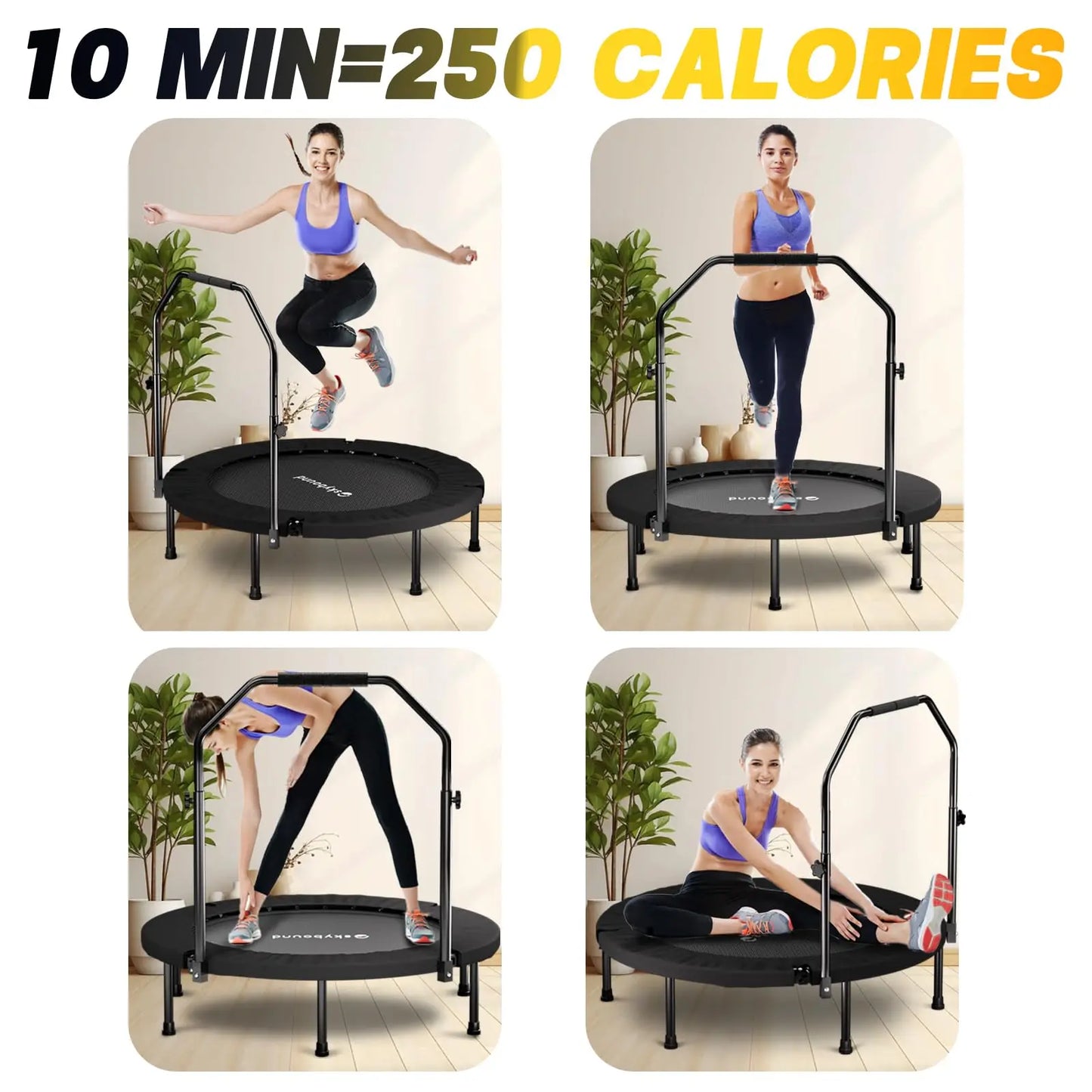 Rebounder Trampoline For Adults With Adjustable U Bar Handle