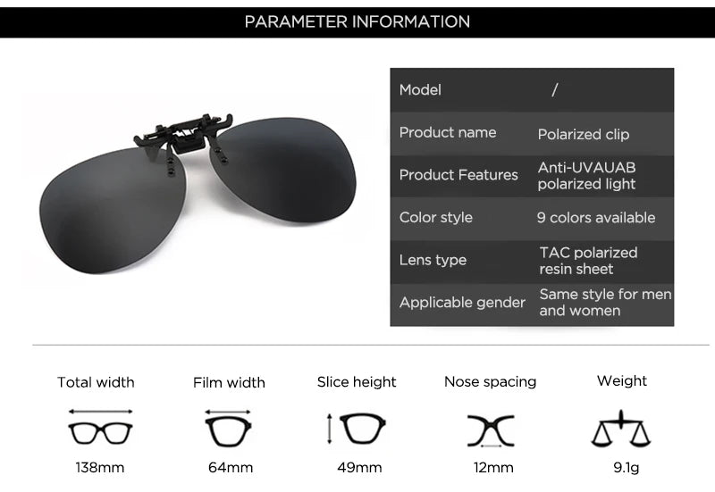 KLASSNUM Polarized Clip On Sunglasses Photochromic For Unisex Driving