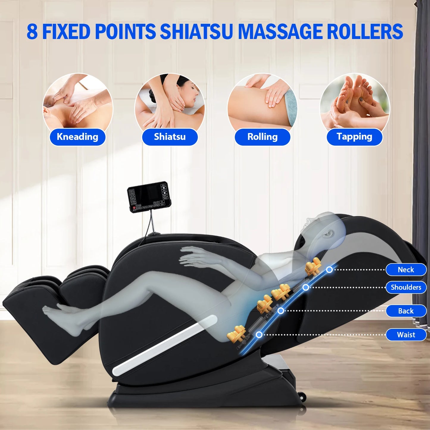 Electric Massage Chair Full Body Shiatsu Kneading Heating Zero Gravity