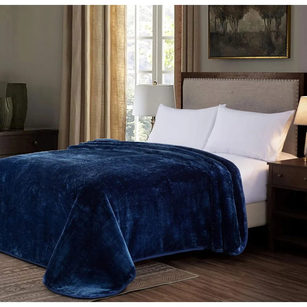 Collection Heavy Single Ply 9 Lbs Korean Style Faux Mink Blanket, 750GSM Thick Silky Soft Plush Raschel Mink Blanket, 85