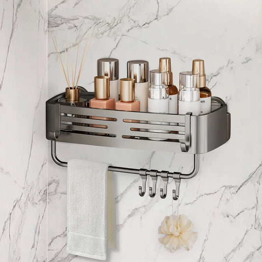 Viladepot Suction Cup Shelf Bathroom With Hooks And Towel Bar