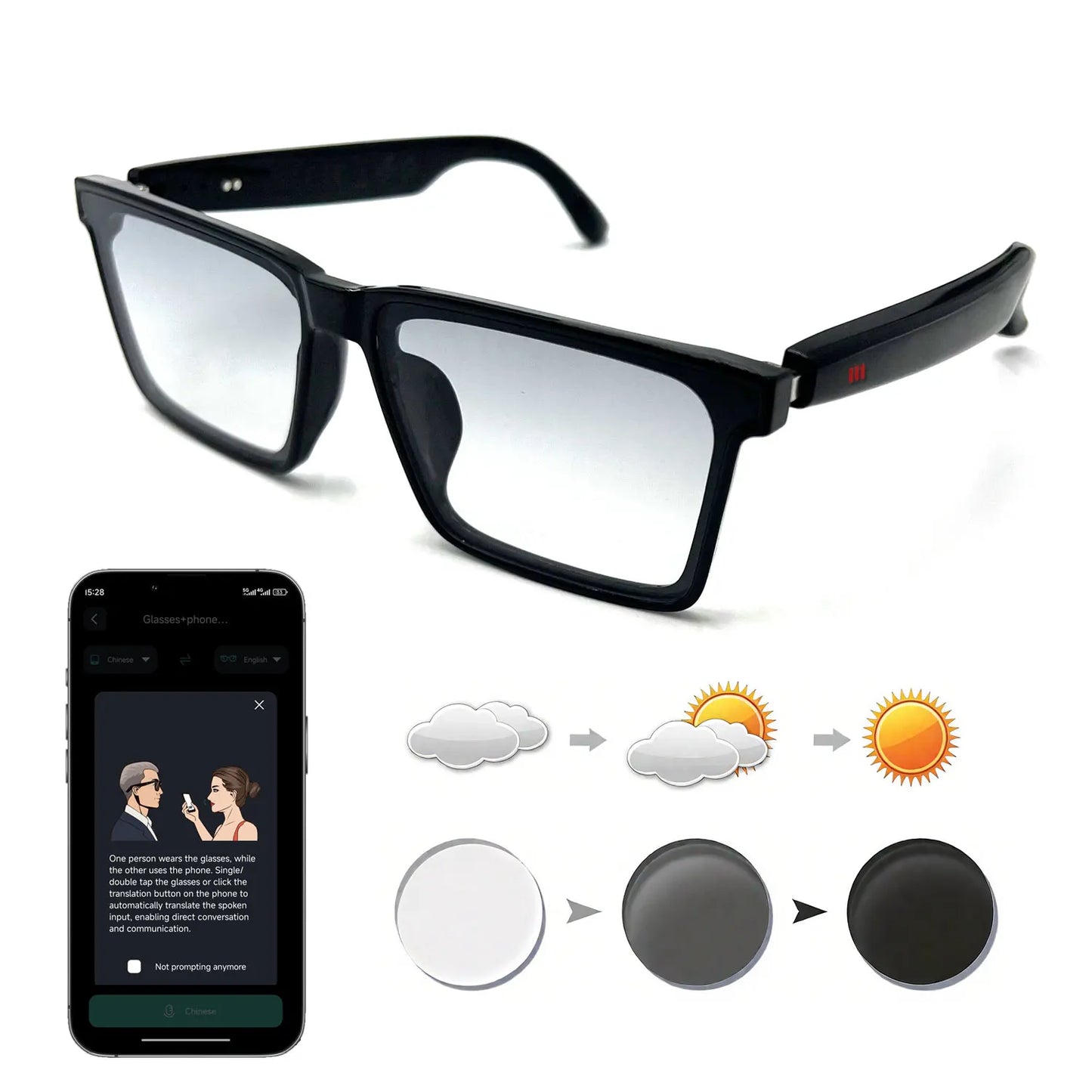 Giinova Smart Glasses With App Translation Open Ear Audio Calls