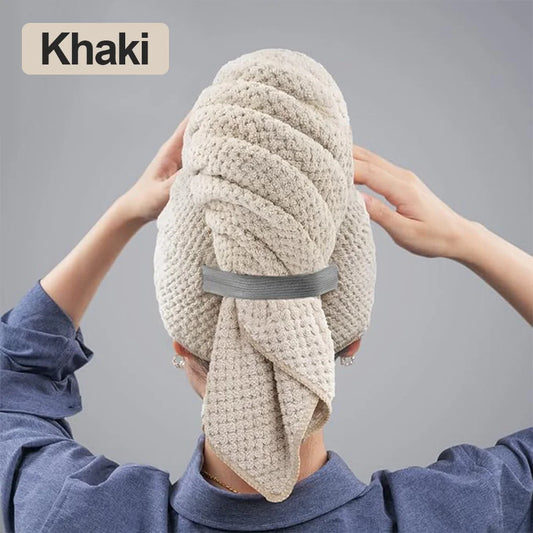 Ultra Absorbent Microfiber Hair Towel Wrap Quick Dry With Elastic Band