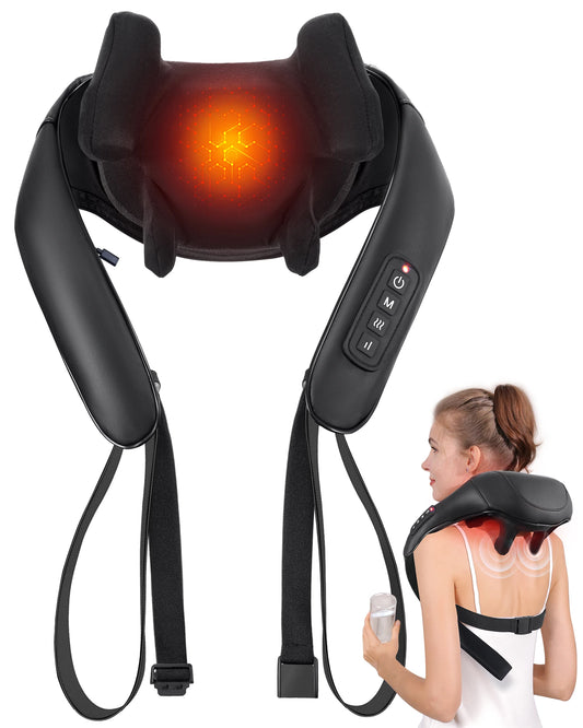 MASGREE Shiatsu Back Neck Massager With Heat Cordless 3D Kneading