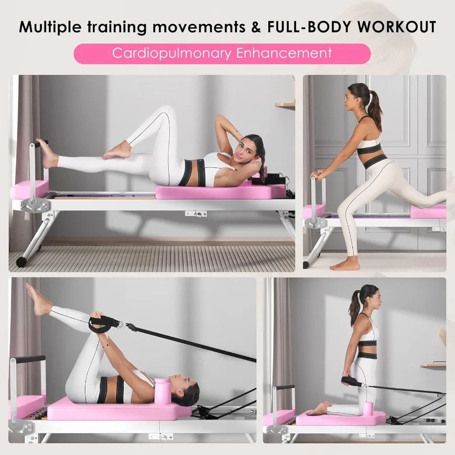 Foldable Pilates Reformer Machine for Home Gym: Ideal Pilates Workout Equipment for Beginners HighIntensity Cardio Fitness with