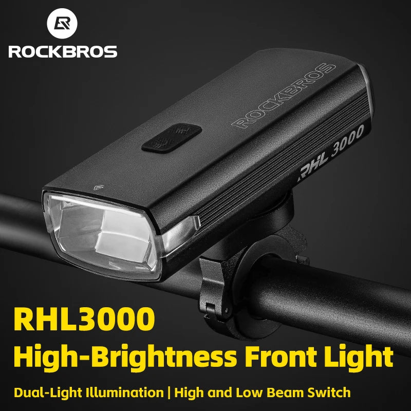ROCKBROS 3000LM Bike Light With Type C Charging 10000mAh