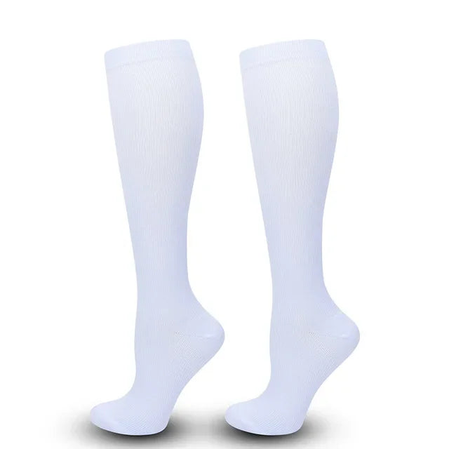 1 Pair Women's & Men's Compression Socks 15-20 mmHg Knee High Stocking for Cycling Soccer Running Athletic Calf Socks