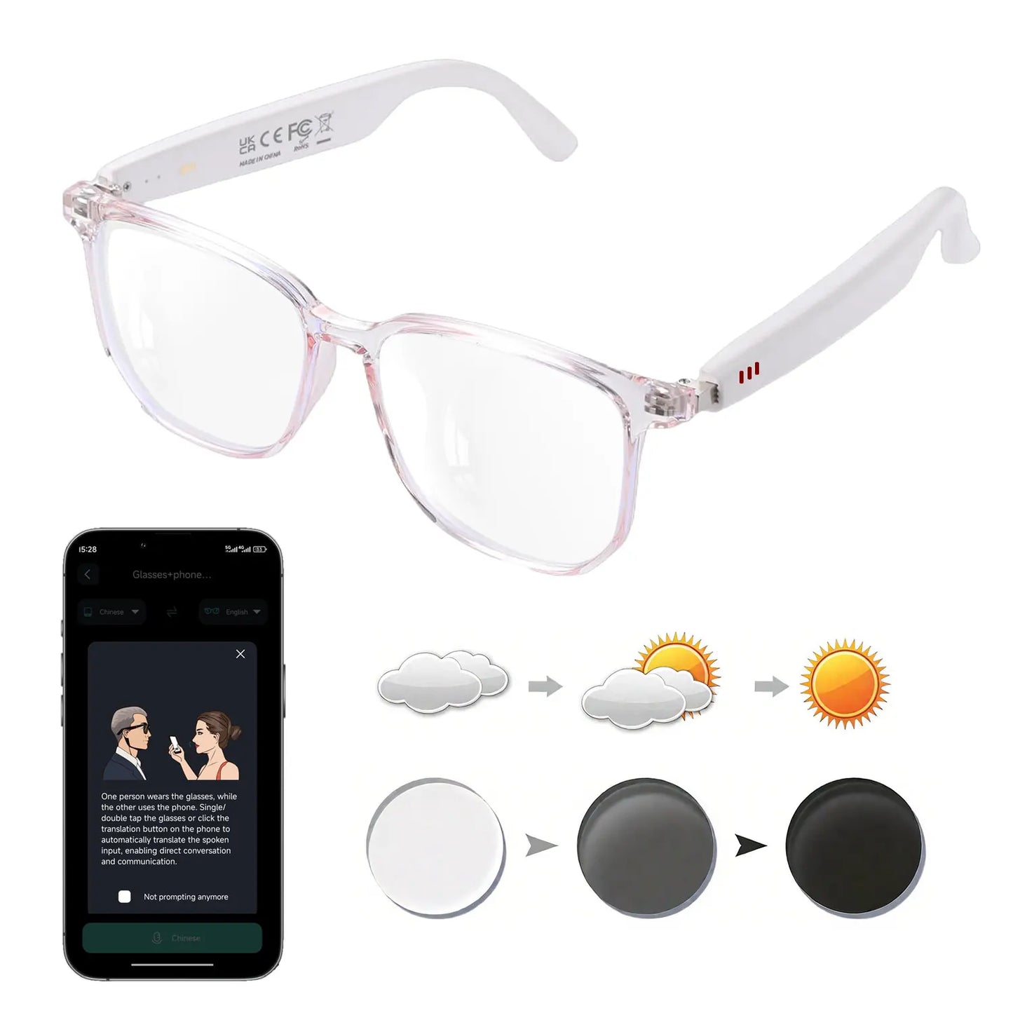 Giinova Smart Glasses With App Translation Open Ear Audio Calls