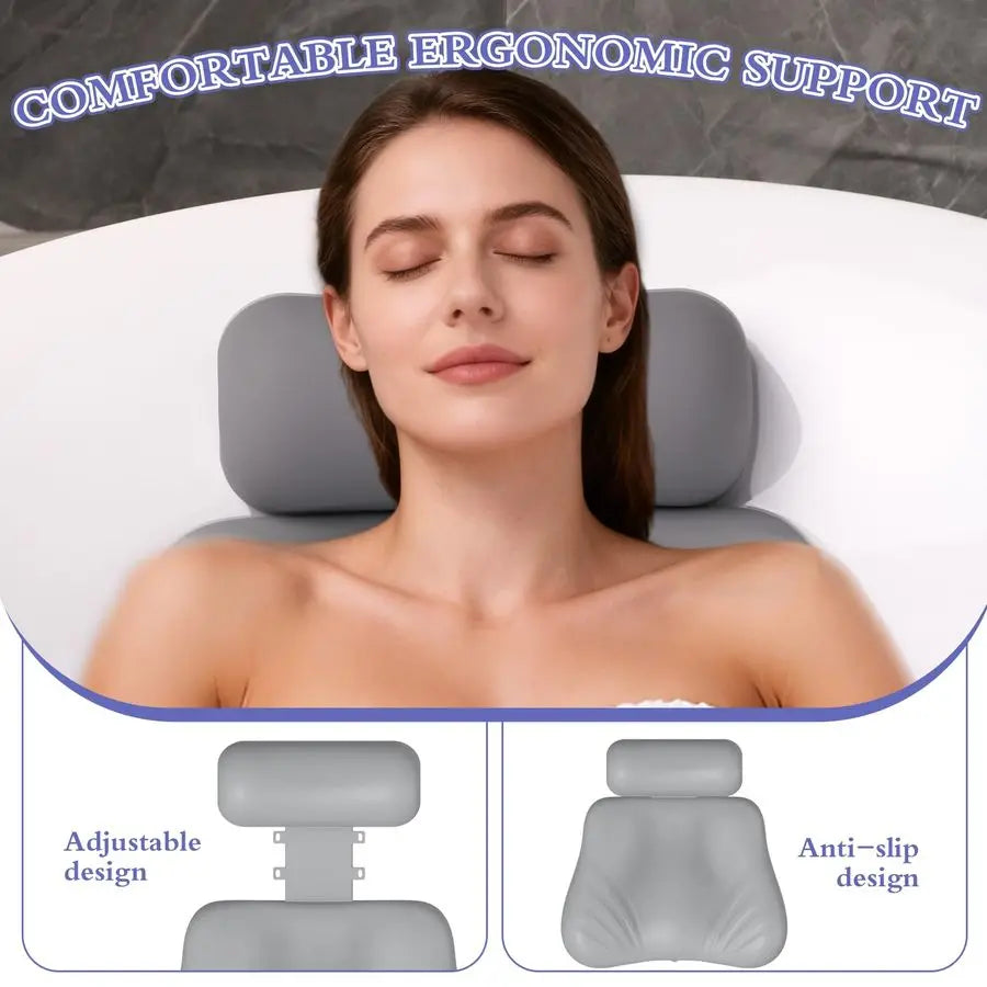 4D Silicone Bath Pillow For Head And Neck Support Comfort