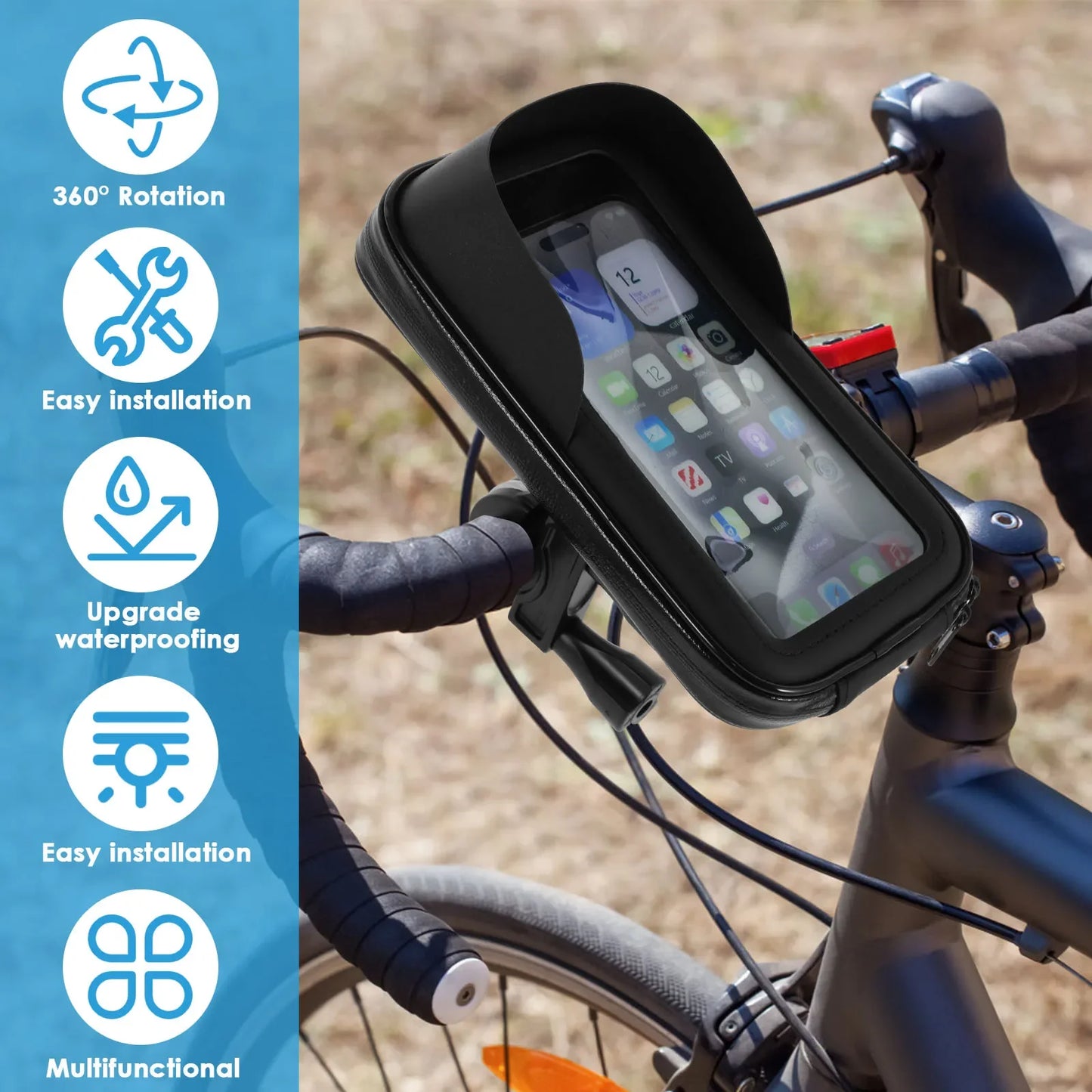 Charger 360 Degree Rotatable Bike Phone Holder Handlebar Bag