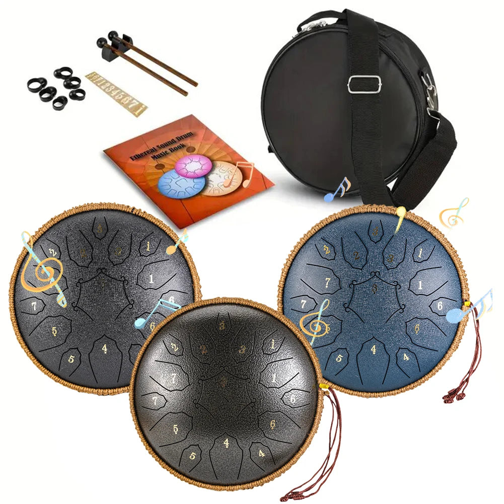 ALLOYSEED 15-Tone Steel Tongue Drum For Yoga Meditation