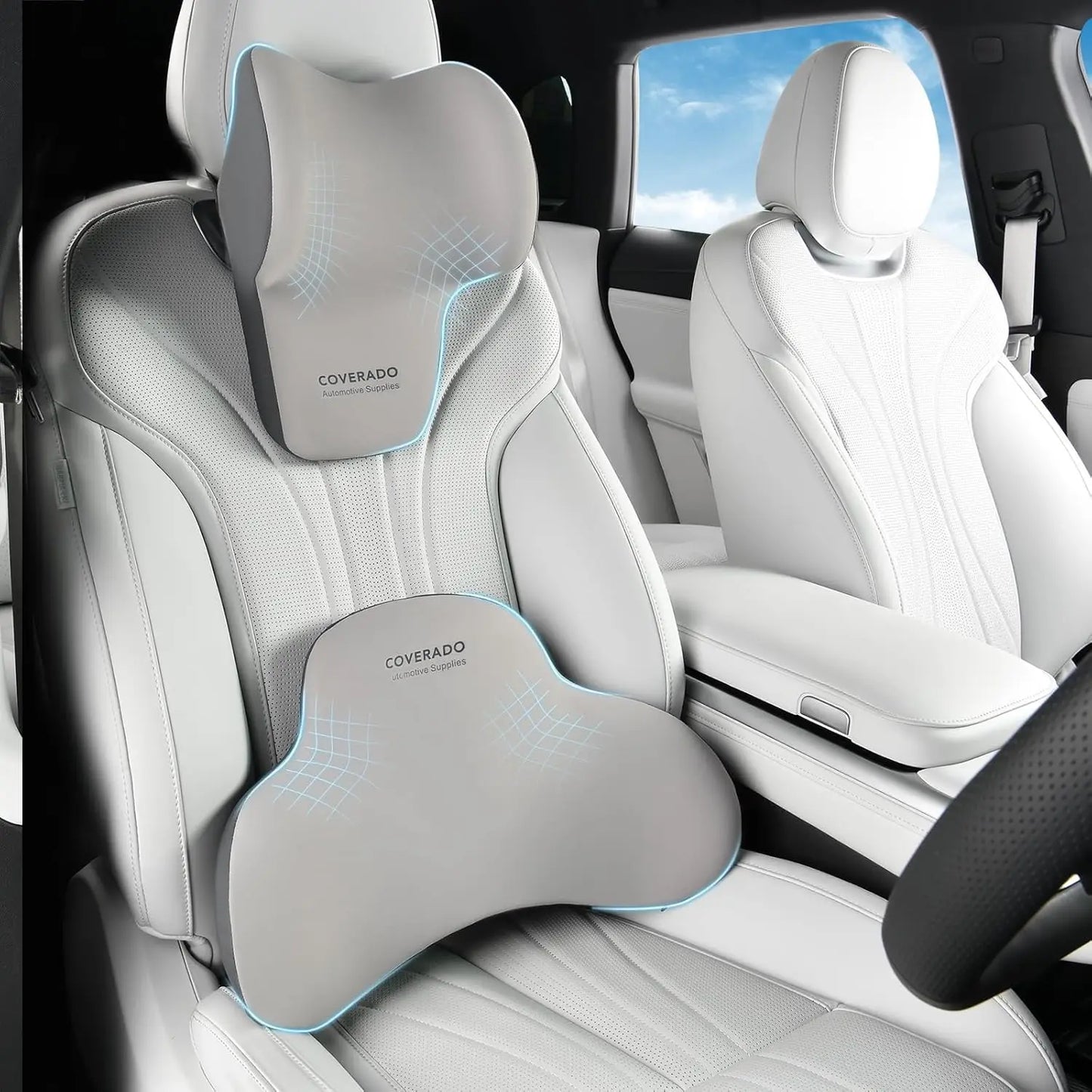 Lumbar Support Memory Foam Neck Pillow for Car and Office