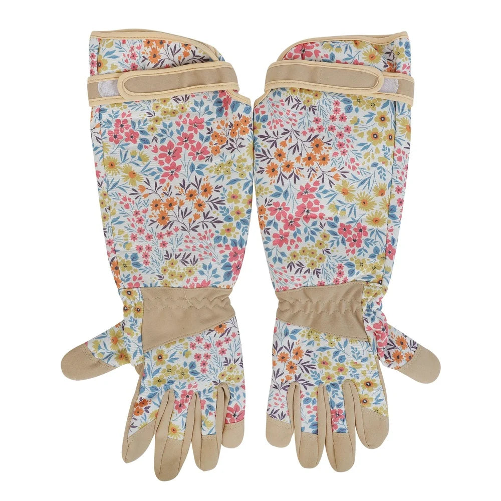 Floral Pattern Garden Gloves Waterproof Breathable With Reinforced Palms
