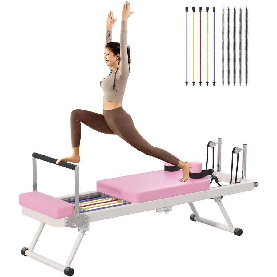 Foldable Pilates Reformer Machine for Home Gym: Ideal Pilates Workout Equipment for Beginners HighIntensity Cardio Fitness with