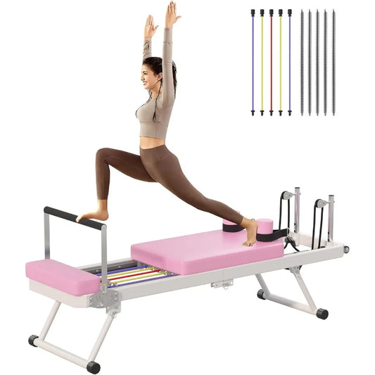 Foldable Pilates Reformer Machine for Home Gym: Ideal Pilates Workout Equipment for Beginners HighIntensity Cardio Fitness with