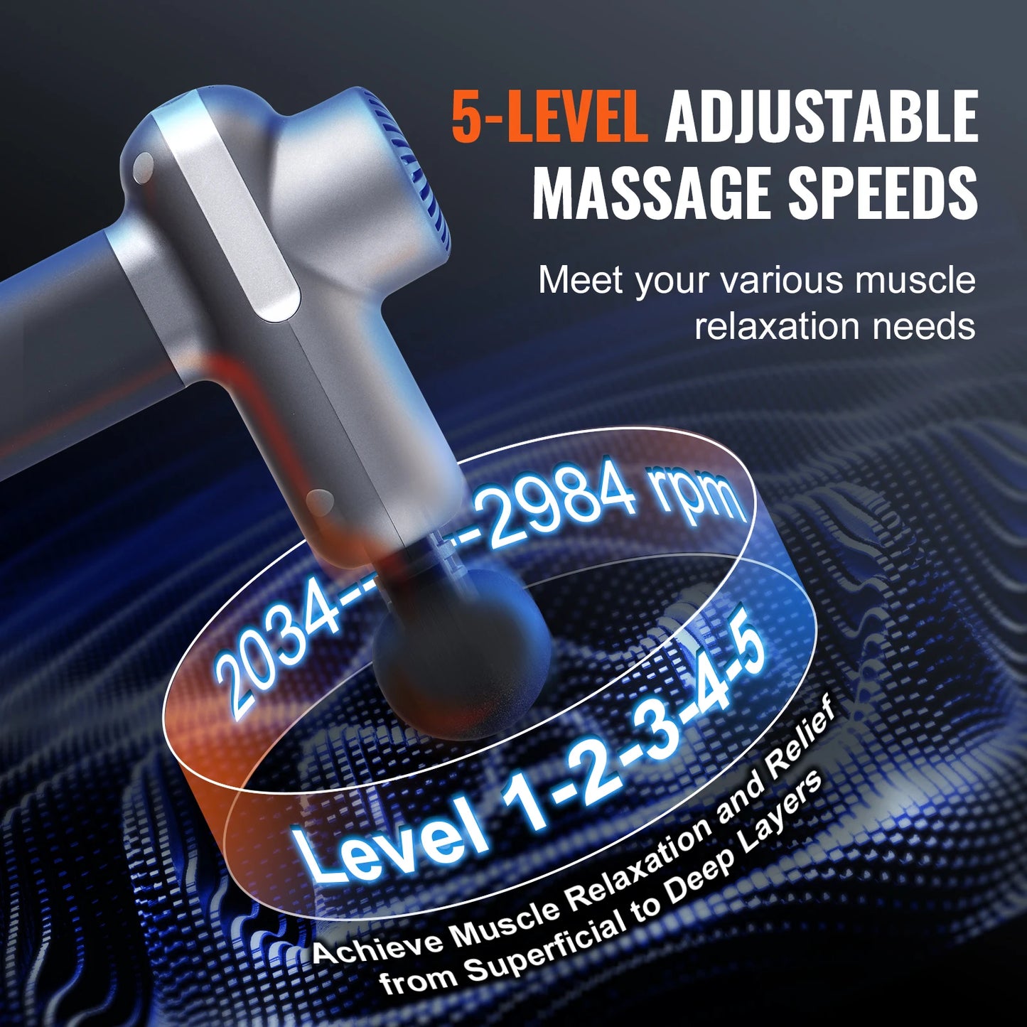 SucceBuy Mini Massage Gun Percussion Muscle Massage Gun for Athletes w/ 5 Speed Levels & 6 Massage Heads for Pain Relief Muscle