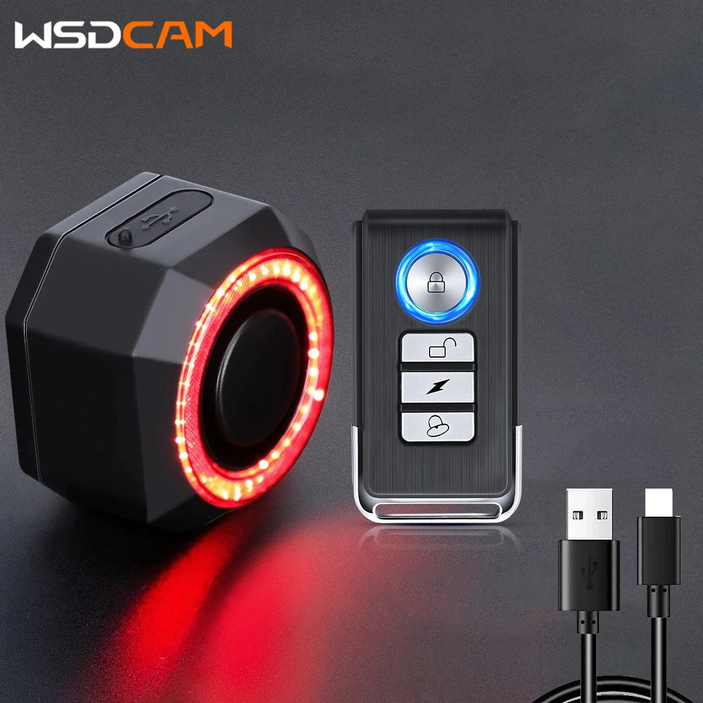 WSDCAM Smart Bike Tail Light Alarm With Remote Control 110dB