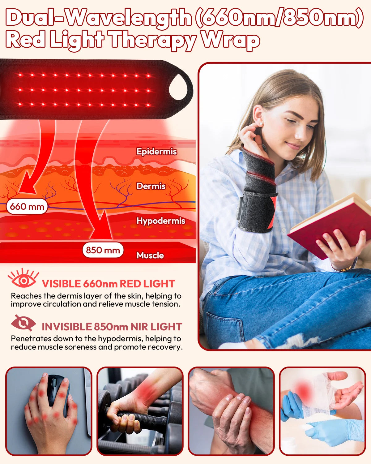 Red Light Therapy Wrap With Heat And Infrared Massager