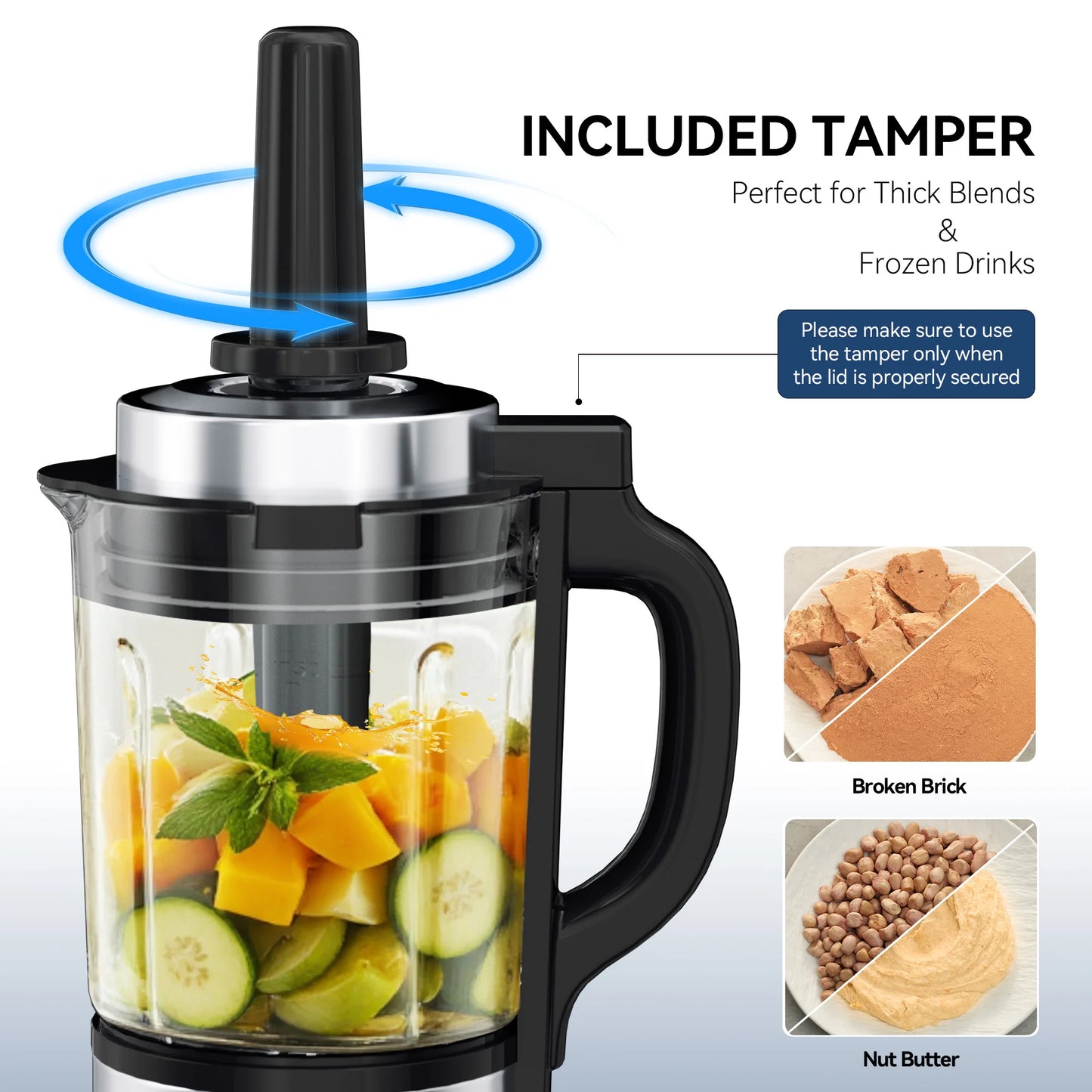 59oz Glass Blenders for Kitchen with Tamper, 1500W High Speed Food Processor, 14 Presets & Auto Clean Countertop Blender