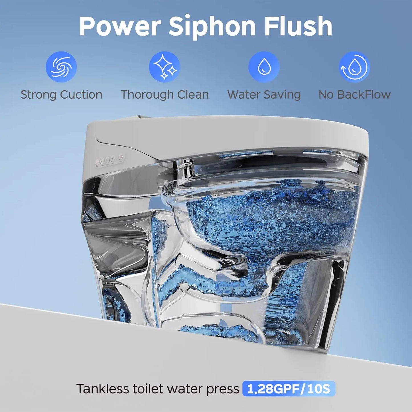 Smart Tankless Toilet With Bidet Built In Heated Seat LED